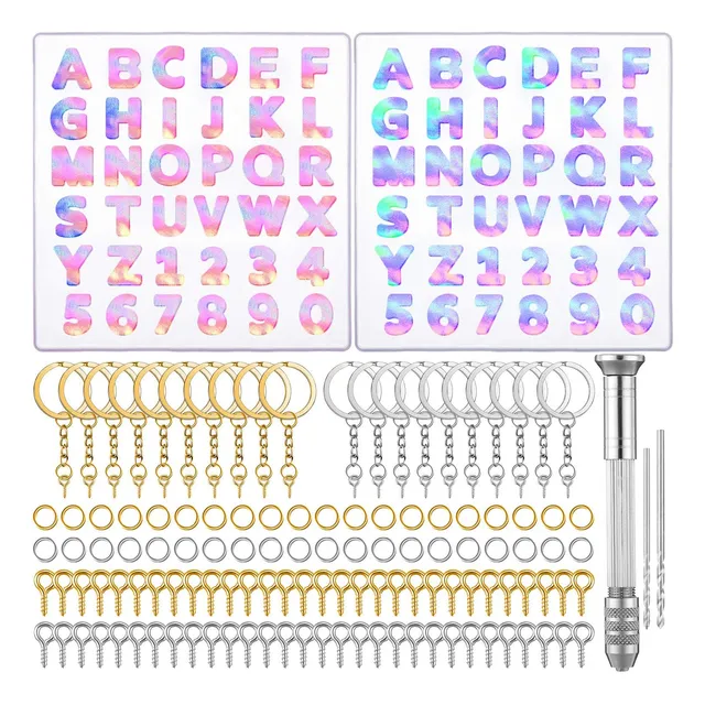 2pc Molde Letra Número Con Llavero Moldes Resina Para Letras