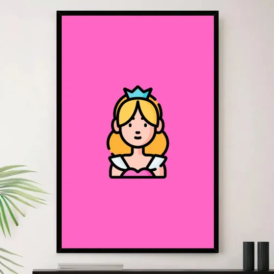 Quadro Bebe Princesa Cinderela Rosa Decorativo A3 35x45cm