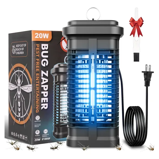 Lámpara Eléctrica 20w Mata Mosquitos 4200v Luz Uv Potente Insecticida Ipx4 Impermeable Bylifity Interior Y Exterior Potente Repelente Y Exterminador De Mosquitos
