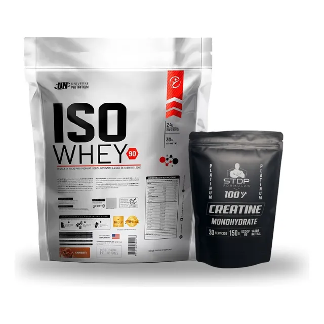 Iso Whey 90 3kg Chocolate + Creatina 30serv Stdp Monohidrata Chocolate