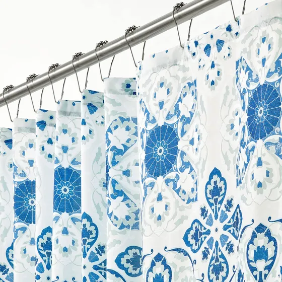 Mdesign Cortina Ducha Decorativa Larga Tela Estampado Trebol