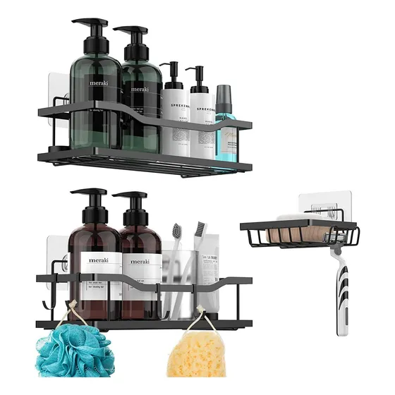 Organizador De Ducha Repisa Baño Adhesivo Set 3 Inoxidable