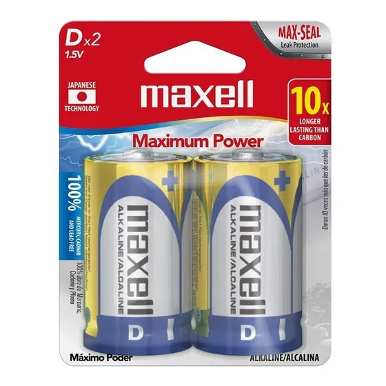 Pack 2 Pilas Alcalinas Maxell Tipo D