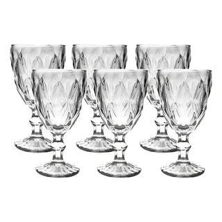 Jogo De Taças Diamante De Vidro 6 Peças 260ml Ăgua Suco Jogo De Taças Diamante De Vidro 6 Peças 260ml Ăgua Suco