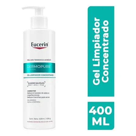 Eucerin Dermopure Gel Limpiador Facial Concentrado Piel Grasa Día/noche 400ml