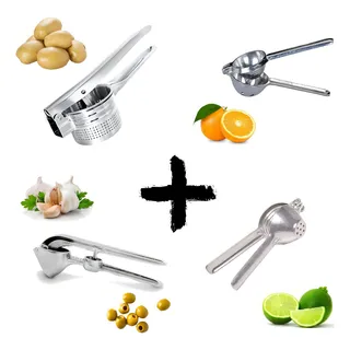 Kit 4 Espremedor Alho, Laranja, Batata E Limão Em Aluminio Kit 4 Espremedor Alho, Laranja, Batata E Limão Em Aluminio