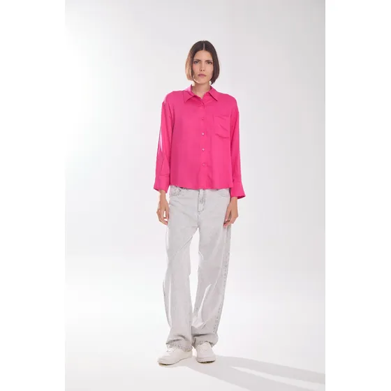 Camisa Basica Manga Larga Festival-fuchsia Koxis Mujer