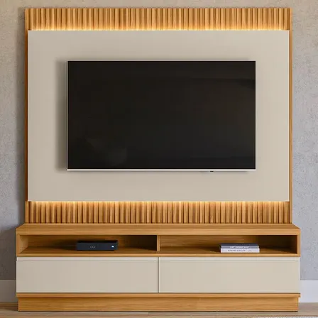 Painel Tv 70 Sala 180cm Denver Com Rack Bancada Off White