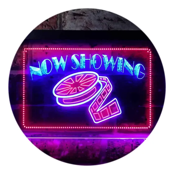 Muestra Ahora Pelicula Cine Casa Doble Color Led Neon Signo