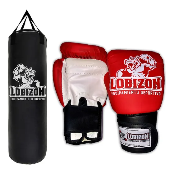 Kit Bolsa 90cm Cordura Rellena + Guantes Boxeo Kick Boxing 