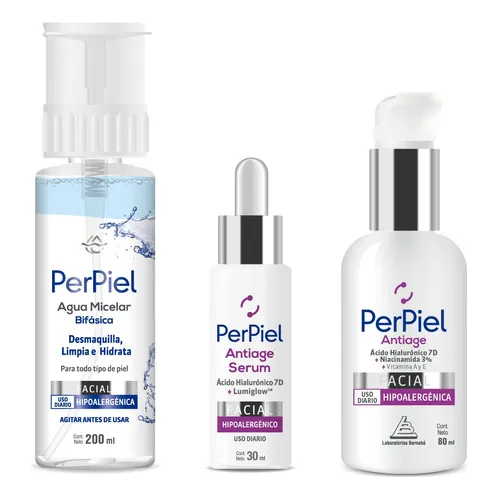 Perpiel Combo Agua Micelar Bifásica + Facial Y Serum Antiage