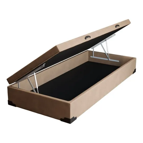 Box Baú Solteiro 88x188 Orto Camurça Bege