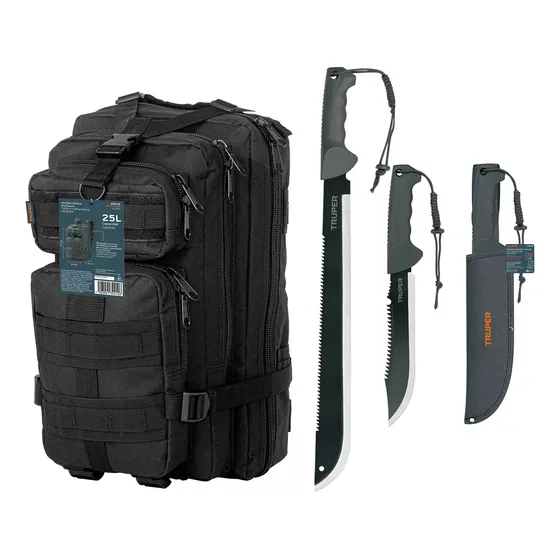 Combo De Machetes Doble Filo 18  Y 10  C/ Mochila Táctica