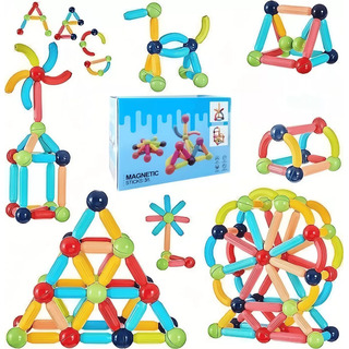 Kid Juego De Bloques De Construcción Magnéticos 130 Piezas Kid Juego De Bloques De Construcción Magnéticos 130 Piezas