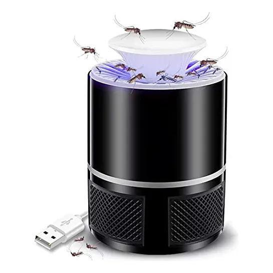 Lampara Mata Mosquitos Trampa Repelente De Insectos Luz Led Uv Electrica Cable Usb Moderno (negro)