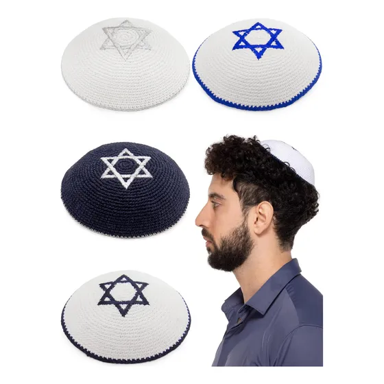 Paquete De 4 Piezas Hq 17 Cm Kippah De Punto Hecho A Mano De