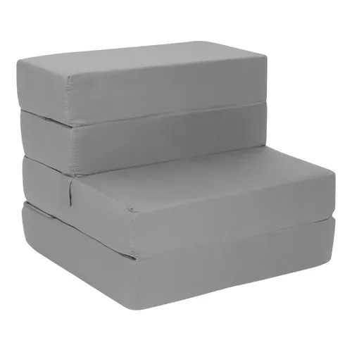 Sofa Cama Individual Colchon Plegable Sillon Portatil 2 En 1 Color Gris