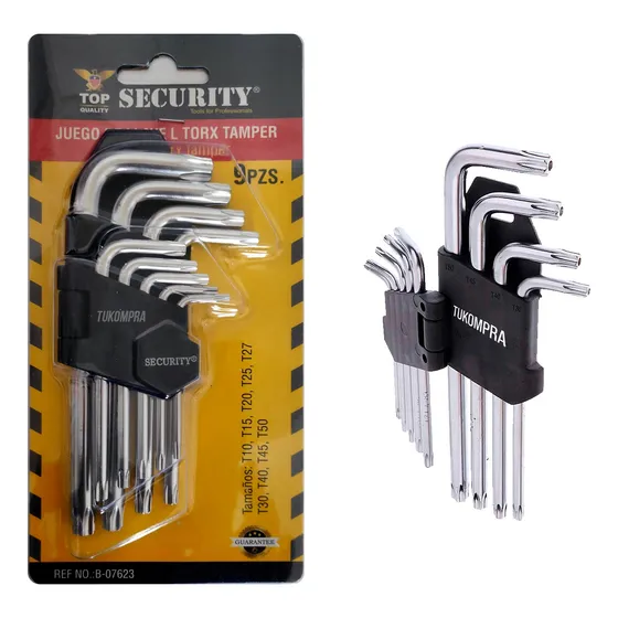 Llaves L Torx Tamper Cortas Security Kit De 9 Pcs T10 A T50