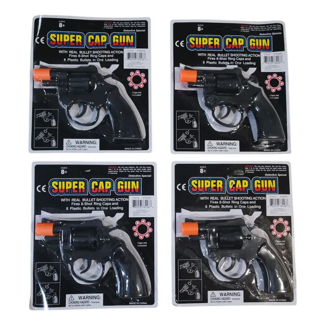 4 Pistolas Juguete Munición Chinampin Revolver Fulminante Negro