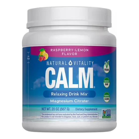 Natural Vitality Calm Citrato De Magnesio En Polvo Sabor Frambuesa-limon, 20 Oz (567g)