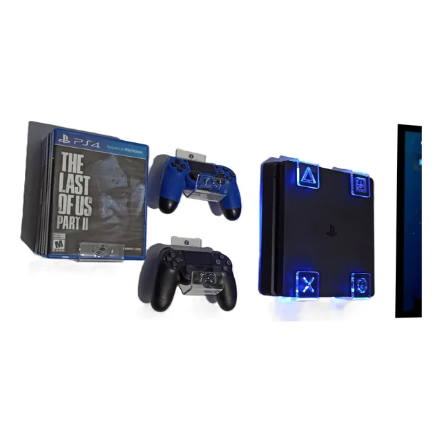 Soporte Para Ps4 Con Kit Led, Para Dos Controles Y Juegos