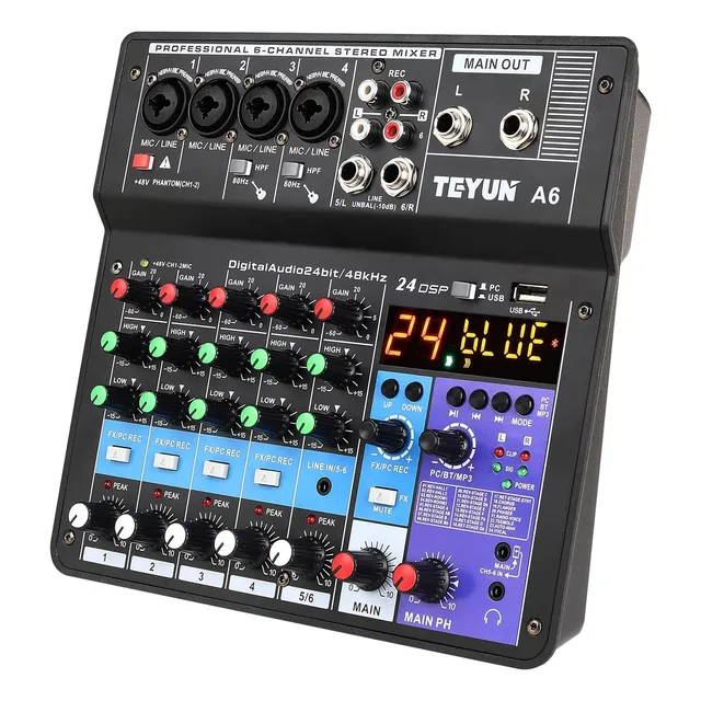 Consola Mezclador Sonido 6 Canal Analógica Digital Dj Teyun