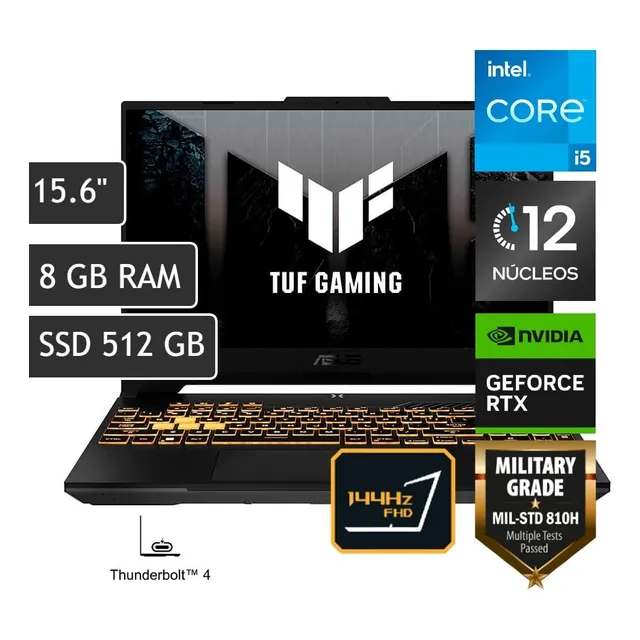 Asus Tuf Gaming 15 Core I5 12the, Rtx 3050, 512gb, 8gb, 144h