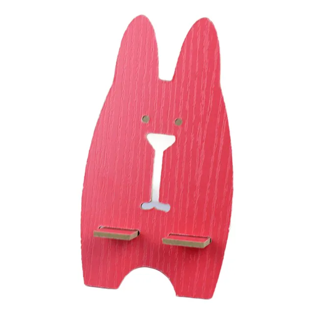 Soporte Celular Madera Conejo Rojo Multipropósito