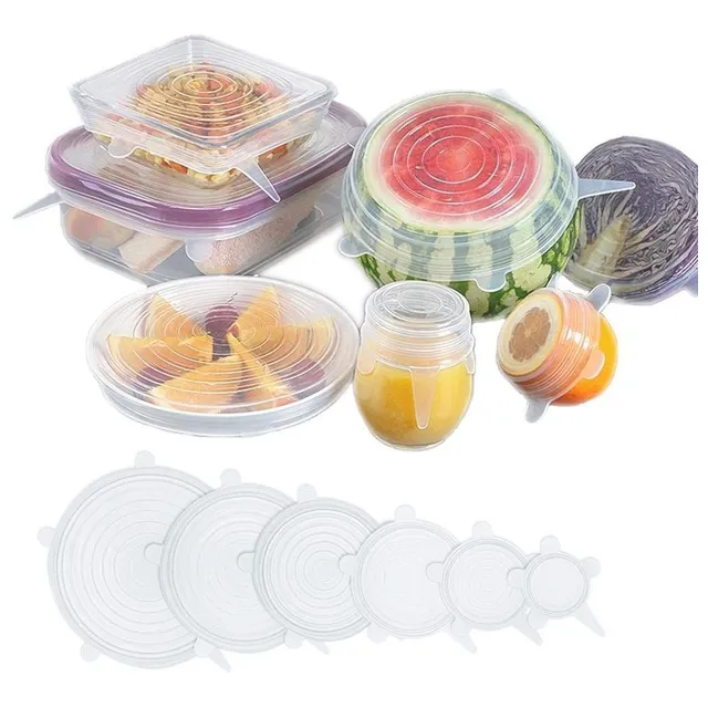 4 Pack De 6 Tapas De Silicona Reutilizable Alimentos Frescos