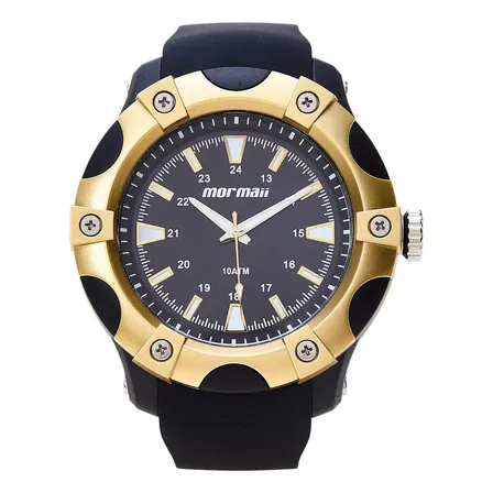 Relógio Masculino Urban Mo2035lx/8d Com 10 Atm Preto Mormaii Dourado