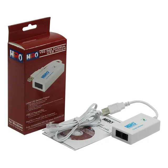 Módem De Internet Dial Up Externo Usb Hiro V92 56k Con