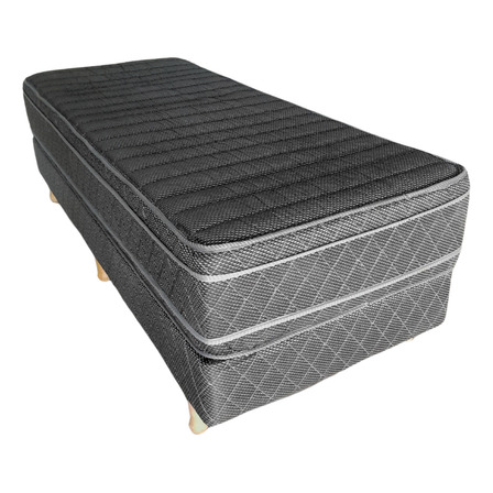 Conjunto Sommier Ayfa 1 1/2p Dual 100x190 30cm Firme Espuma Color Negro Conjunto Sommier Ayfa 1 1/2p Dual 100x190 30cm Firme Espuma Color Negro