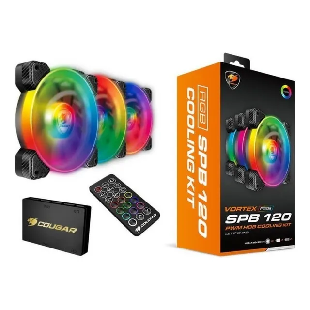 Kit de ventilador C/ 3 Unid. Cougar Vortex, Rgb, Spb, 120 mm, Led Argb
