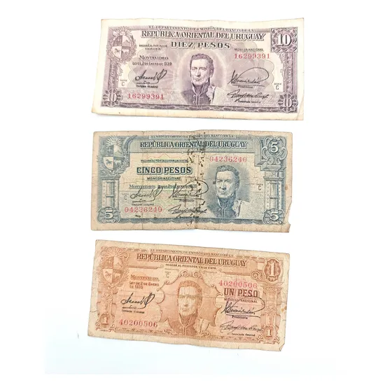 Billetes Antiguos Uruguay 1939 (lote) - Numismatica