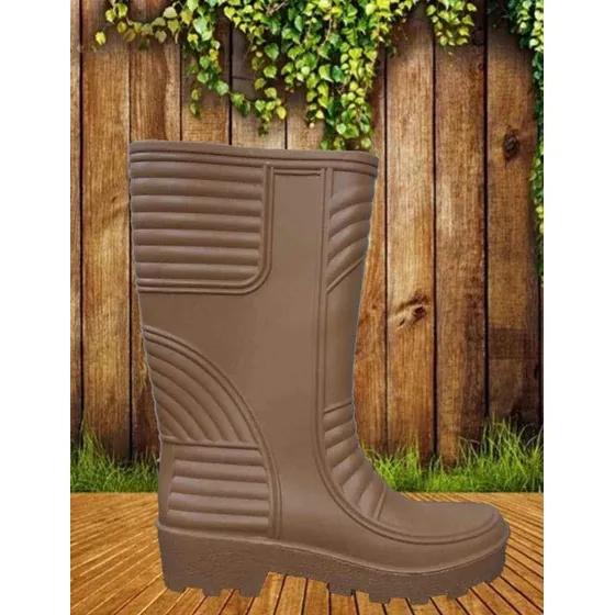 Bota De Caucho Pvc Sin Puntera Color Beige