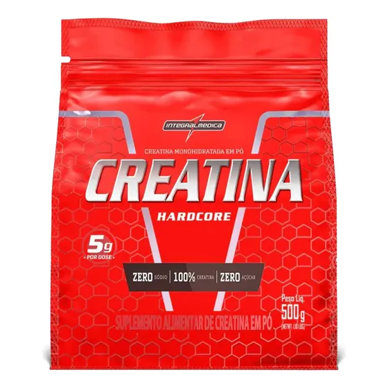 Creatina Hardcore Monohidratada 500g Pó Pouch Integralmédica Sem Sabor