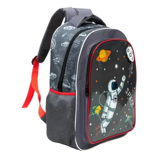 Mochila Infantil Escolar Costas Menino Astronauta Cor Cinza Mochila Infantil Escolar Costas Menino Astronauta Cor Cinza