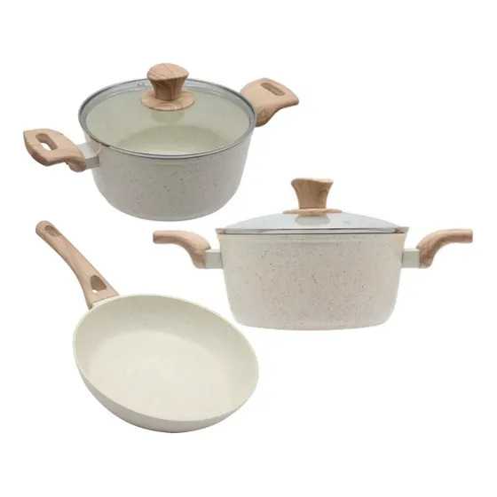 Kit 3pçs Panelas Antiaderente Caçarolas M E G + Frigideira