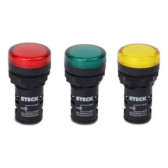 Pack 3 Luz Piloto Led 30mm 220v Rojo-verde-amarillo Tablero
