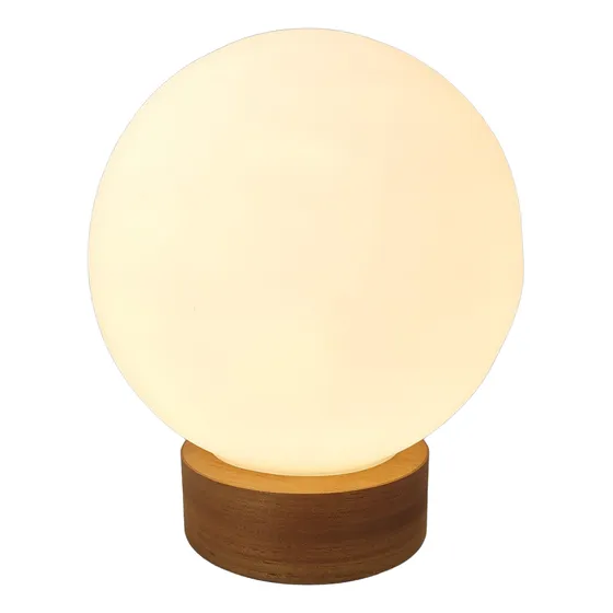 Velador Lampara Mesa De Luz Tulipa Globo 30cm Madera Nordico