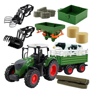 Farm Toys Tractor Con Remolque, Juego De Tractor De 16,5 Pul Farm Toys Tractor Con Remolque, Juego De Tractor De 16,5 Pul