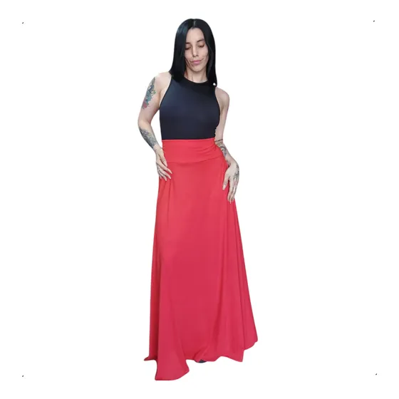 Maxi Falda Acampanada Pollera Larga C/ Faja Modal T Especial