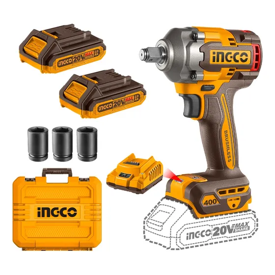 Llave De Impacto 400nm P20s Bl Con 2 Baterías 1 Cargador Valija Color Naranja Claro
