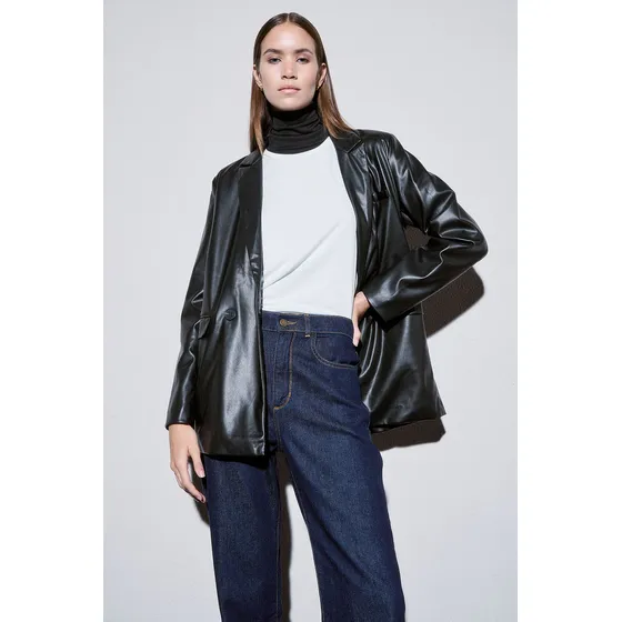 Blazer Clásico Cuero Ecológico Mujer Portsaid