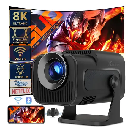 Projetor Profissional 16000lm Full Hd 8k Wifi Android 11bt Preto 127/220v