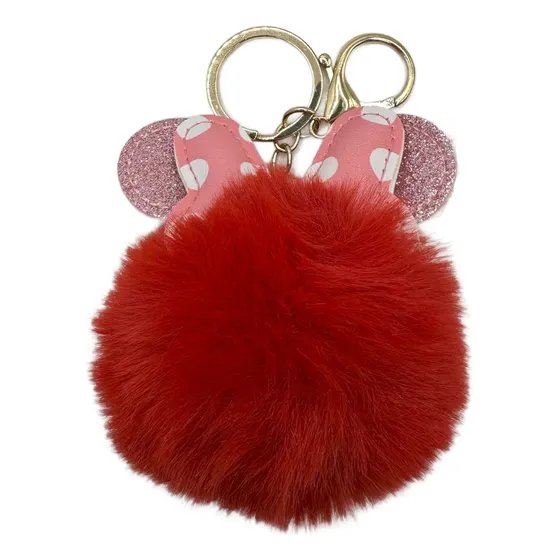 Llavero Minnie Pompones Peluche Orejas Cuelga Llaves Set X3