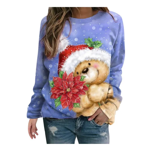 Camisa Navideña Para Dama Camiseta Manga Larga Cuello