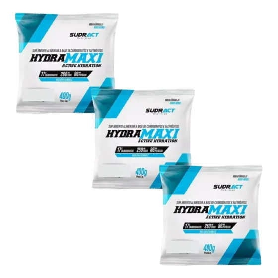 3x Repositor Isotônico Hydramaxi Carbo Sódio Potássio 400g Sabor Mix Sabores
