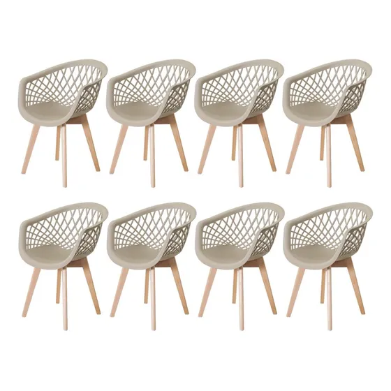 Conjunto 8 Cadeiras La Mobilia Web Fendi Wood