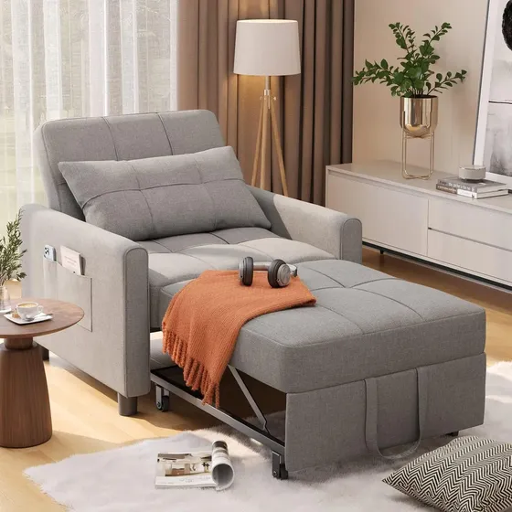 Sofá Cama, Sillón Reclinable Convertible 3 En 1